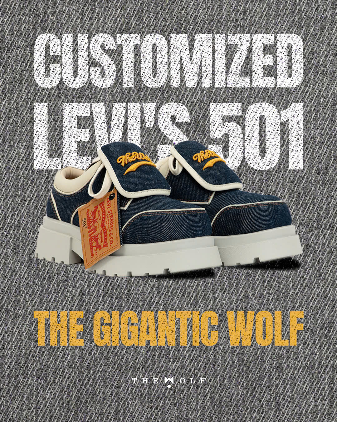 [SOLD OUT] THE GIGANTIC WOLF DERBY SPECIAL EDITION - CUSTOMIZED 501 LEVI'S DENIM